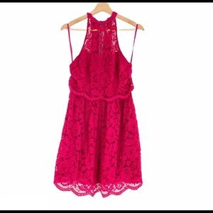 Halter pink lace free people dress
